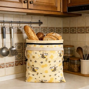 Beeswax Bread Bag for Homemade Bread,Reusable Beeswax Wrap Bread Bag,Sourdough Bread Storage, Natural Cotton Beeswax Bags with Clip,Mom Gift