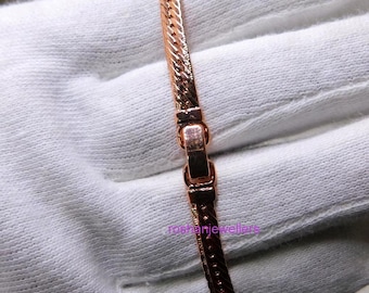 Pure Copper Curb Chain Bracelet: 5 mm Cuban Link Handmade Jewelry