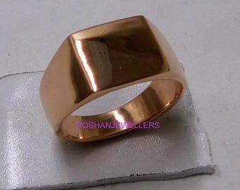 Vierkante koperen zegelring//handgemaakte sieraden