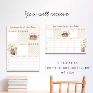 Homeschool Daily Checklist & Weekly Schedule: Printable Planner (Instant Download) image 3
