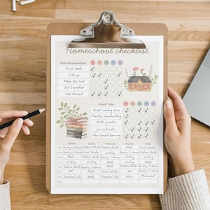 Homeschool Daily Checklist & Weekly Schedule: Printable Planner (Instant Download) image 2