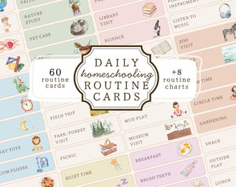 Daily Homeschool Routine Cards for Kids | Calm Morning Routine Printable Visual Schedule | Montessori Routine Chart | Toddler Daily Routine