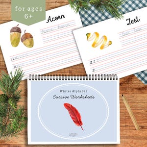 Cursive Practice Sheets Printable Winter Worksheets / Montessori Handwriting Practice / Penmanship Practice / Charlotte Mason Homeschool PDF