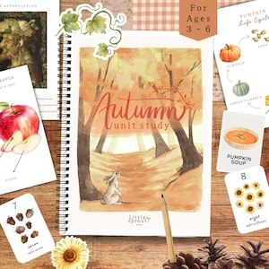Autumn Unit Study for Preschool & Kindergarten | 70 Pages Fall Tracing, Art, SEL, Pumpkin Life Cycle, Poems, Recipes | Homeschool Printable