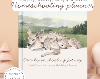 Homeschool Planner Printable PDF | Daily & Weekly Lesson Planner, Kids Routine Chart, Schedule, Habit, Mood Tracker, Screen-Free Activities