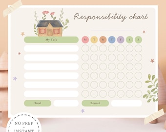 Kids Chore Planner & Daily Checklist: Nature-Inspired Responsibility Chore Chart for Kids | Printable Weekly Planner for Preschoolers”