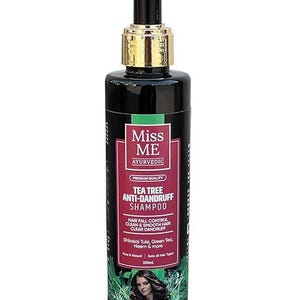Miss Me Ayurvedic Tea Tree Anti Dandruff Shampoo | Herbal Shampoo | for Dandruff Flakes and Itchy Scalp | Sulfate and Paraben Free | 200 ml