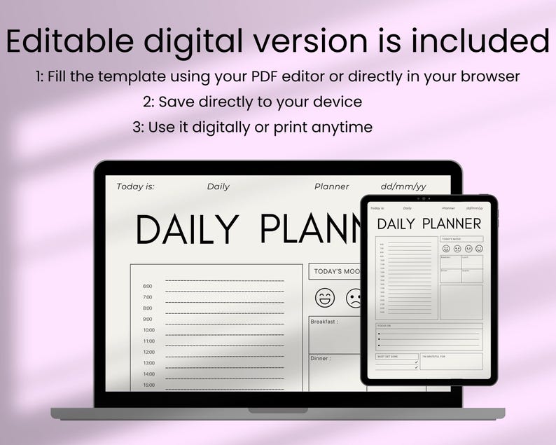 Organiser Daily Rss Minimalist Daily Planner Printable | Hourly Schedule Organizer | Daily ...