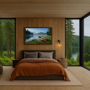 The Boat on the Misty Lake - Canvas