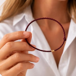 Bracelet corde rouge porte bonheur Couple amour amitié Feng Shui ajustable perles dorées talisman protection homme femme