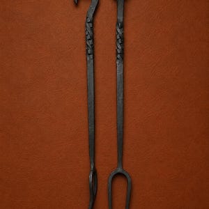 Hand Forged Iron Fire Poker Set – Medieval Roasting Fork, 14 Inch Rustic BBQ Tool