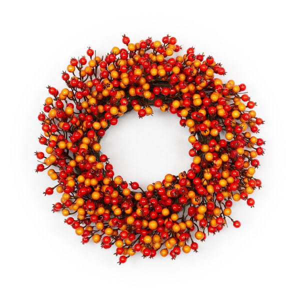 Fall Orange Berry Wreath - 22 Inch