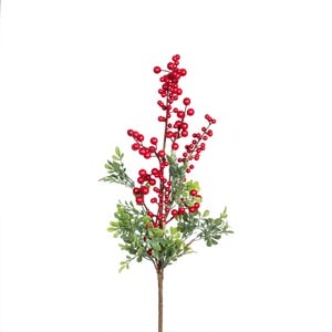 Red Berry and Boxwood Stem - 26 Inch - Set of 6 Stems