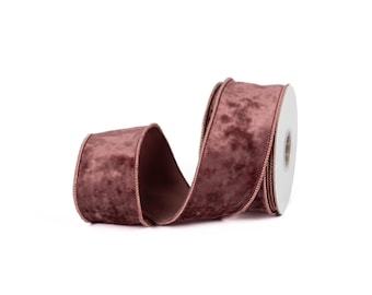 Velvet Ribbon 2.5" X 10 Yd - Plum Raisin - Wired
