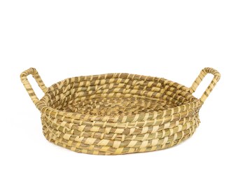 Seagrass Round Basket With Handles - 16.5" X 4"