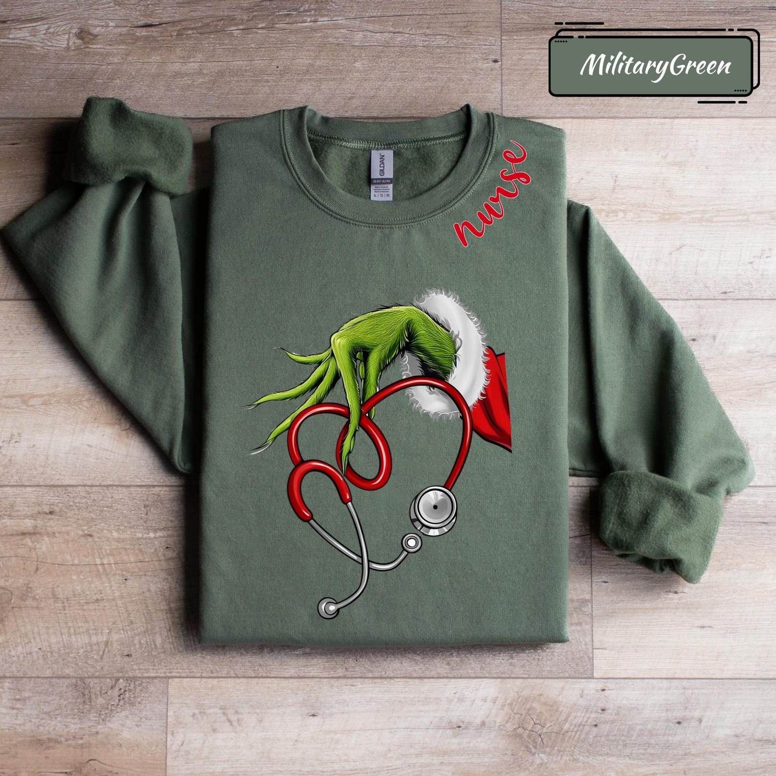Pocket Size Grinch Stethoscope Sweatshirt