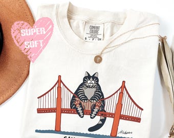 Comfort Colors® B Kliban Cat San Francisco Golden Gate Shirt, Popular Movie Shirt
