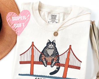 Comfort Colors® B Kliban Cat San Francisco Golden Gate Shirt, Popular Movie Shirt