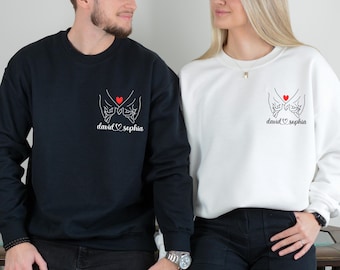Custom Matching For Couples Sweatshirt, Pinky Promise Hoodie, Personalized Name Sweater For Valentines Day Gift, Anniversary Gift Hoodies
