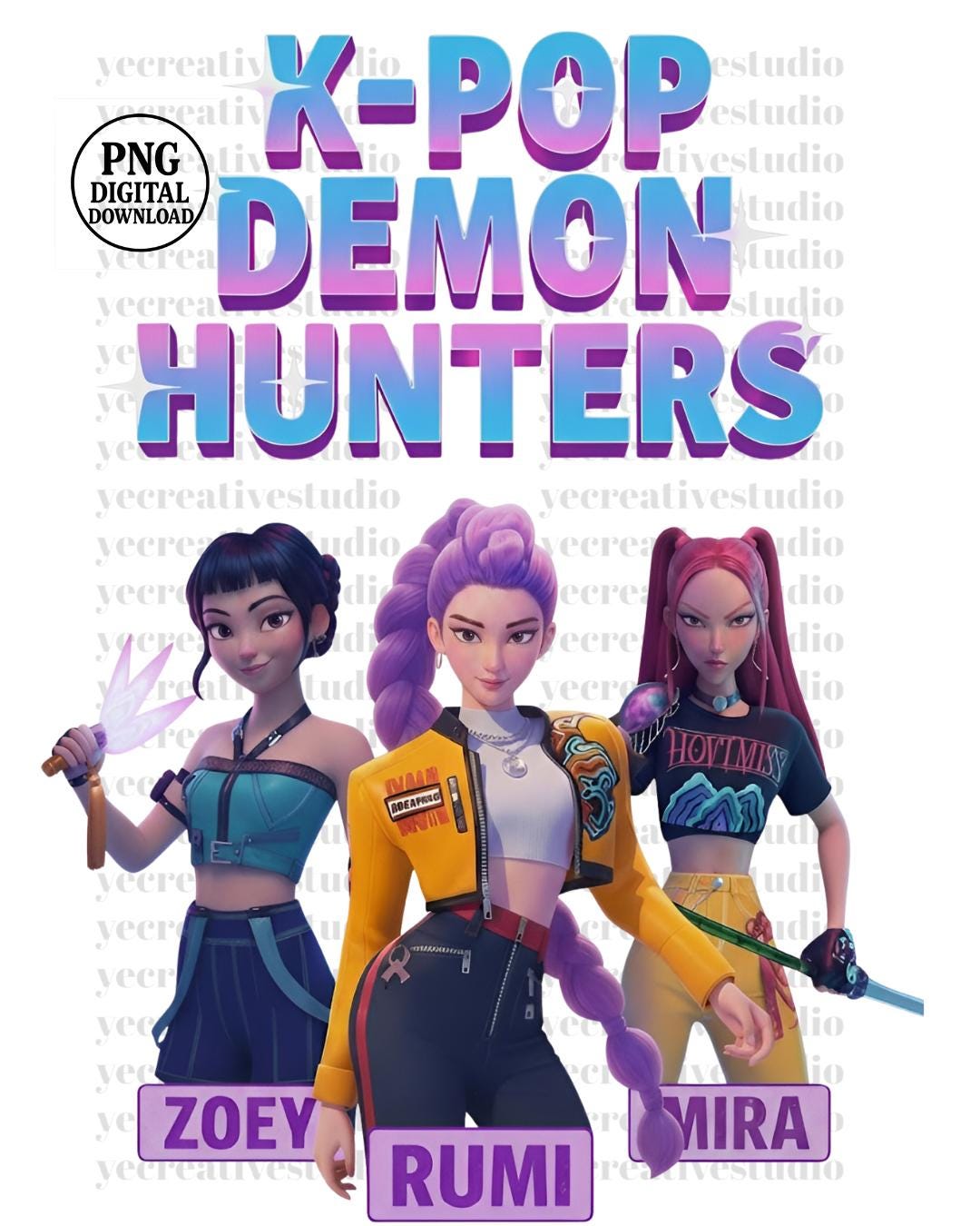 K pop Demon Hunters PNG Huntrix Rumi Mira Zoey Clipart Kpop Idol k-pop-demon-hunters-png-huntrix-rumi-mira-zoey-clipart-kpop-idol