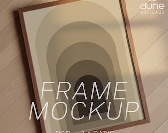 Mockup di cornice piatta con rapporto 3x4 / Mockup PSD di poster piatto / Mockup prospettico di arte murale / Mockup di stampa con cornice in noce da 18 x 24 pollici e 30 x 40 cm