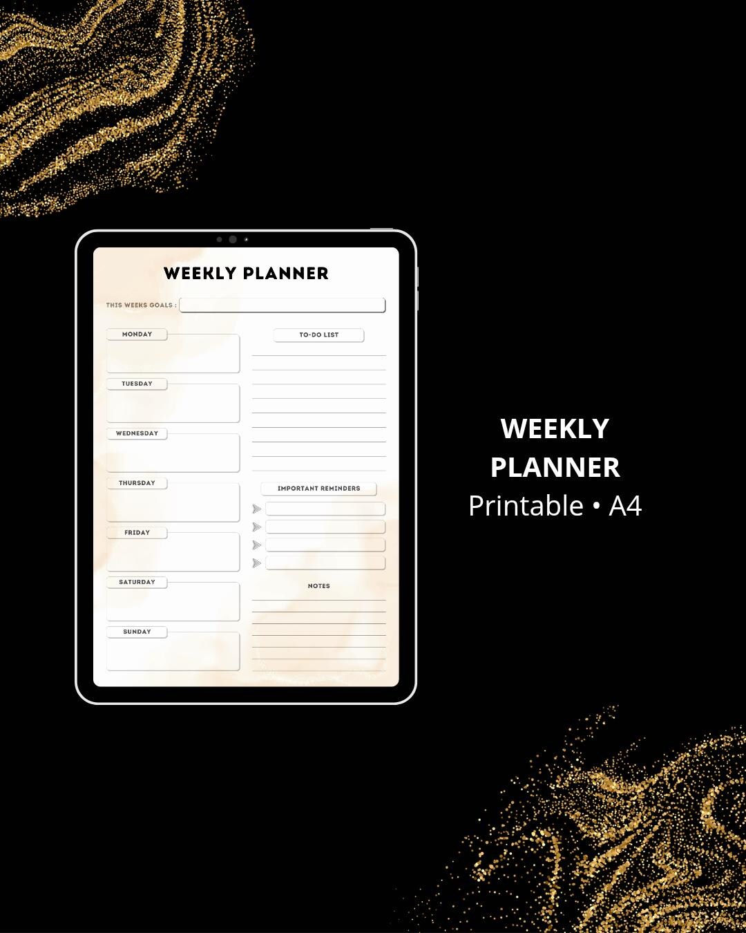 Weekly Planner Printable A4 |goals & to Do List | Minimal Weekly ...