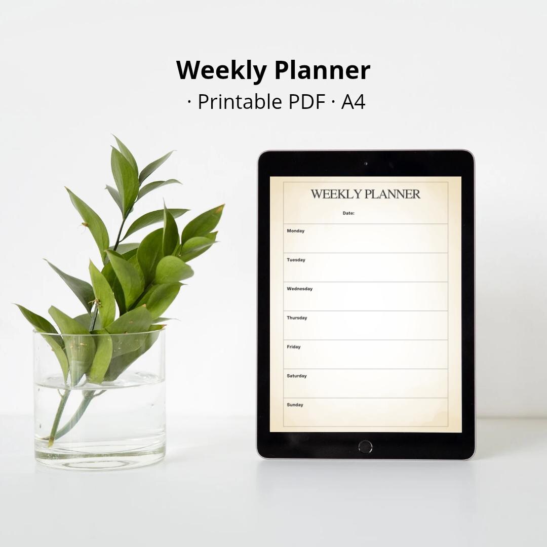 Minimal Weekly Planner Printable | A4 Beige PDF - Etsy