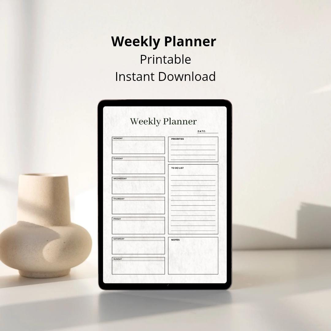 Minimalist Weekly Planner Printable | A4 Simple Schedule (PDF Download ...