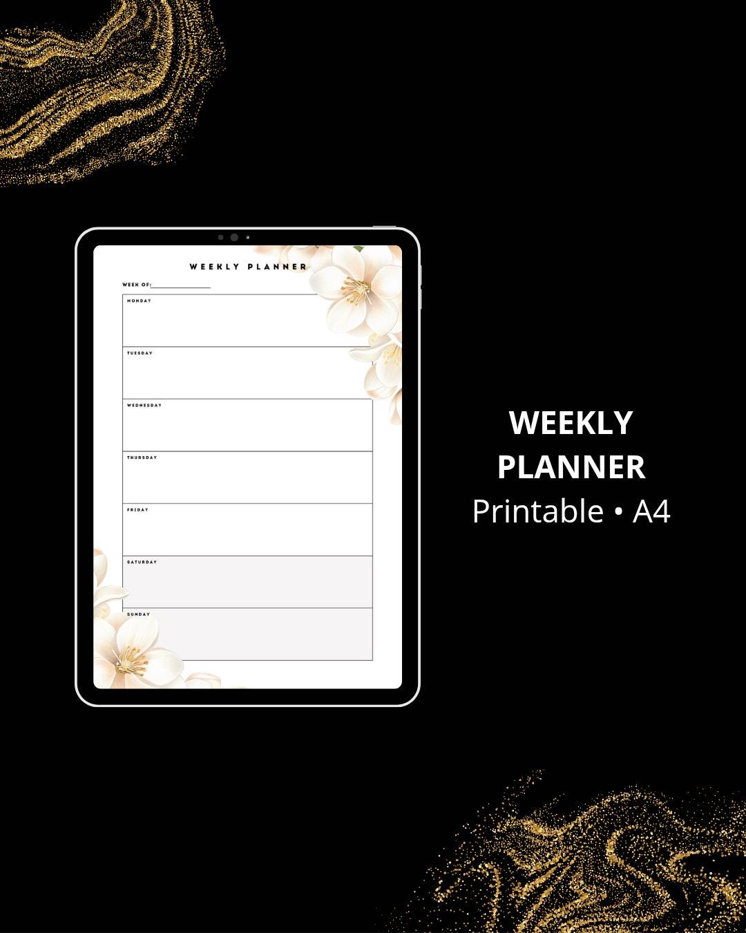 Weekly Planner Printable A4 | Floral Minimal Weekly Planner | Elegant ...
