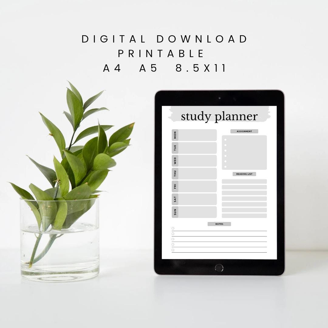 Study Planner Printable | A4 A5 8.5x11 | Digital Download - Etsy UK