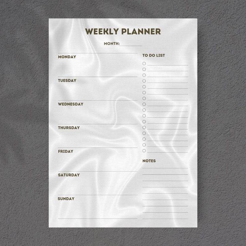 Weekly Planner Printable A4 | Minimal Elegant Weekly Planner | to Do ...
