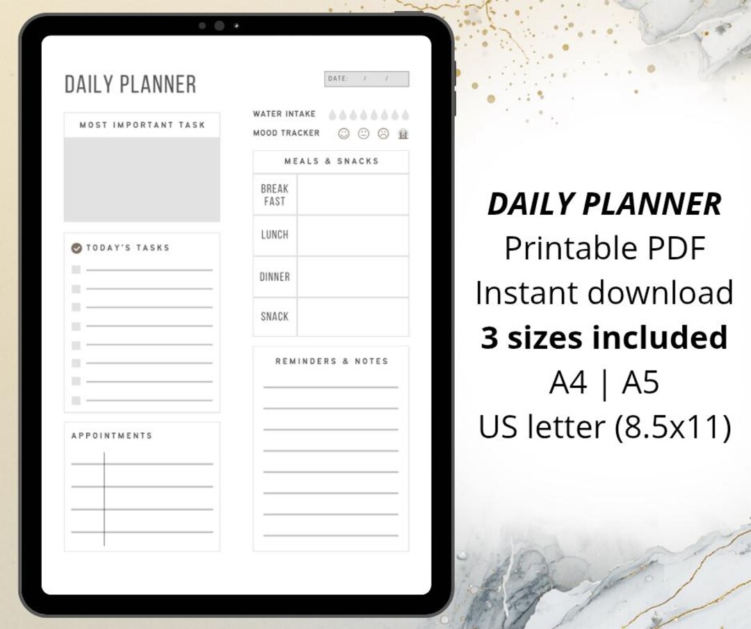 ADHD Daily Planner Printable, Digital iPad Goodnotes Template, Undated ...