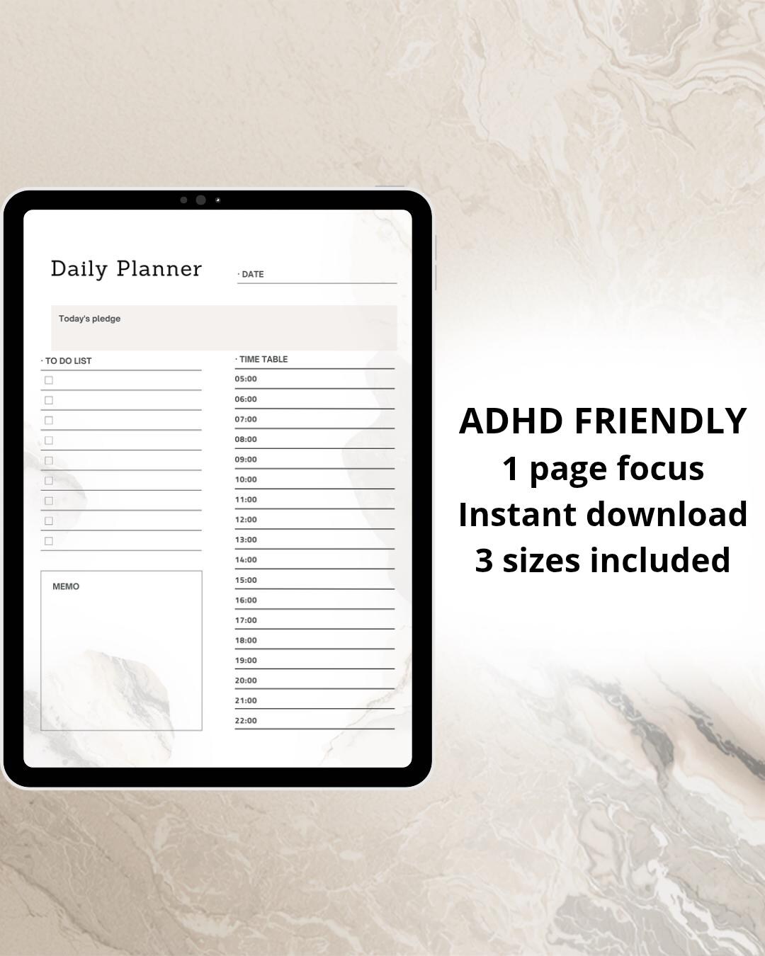 ADHD Daily Planner Digital Download Goodnotes iPad Template, Focus 1 ...