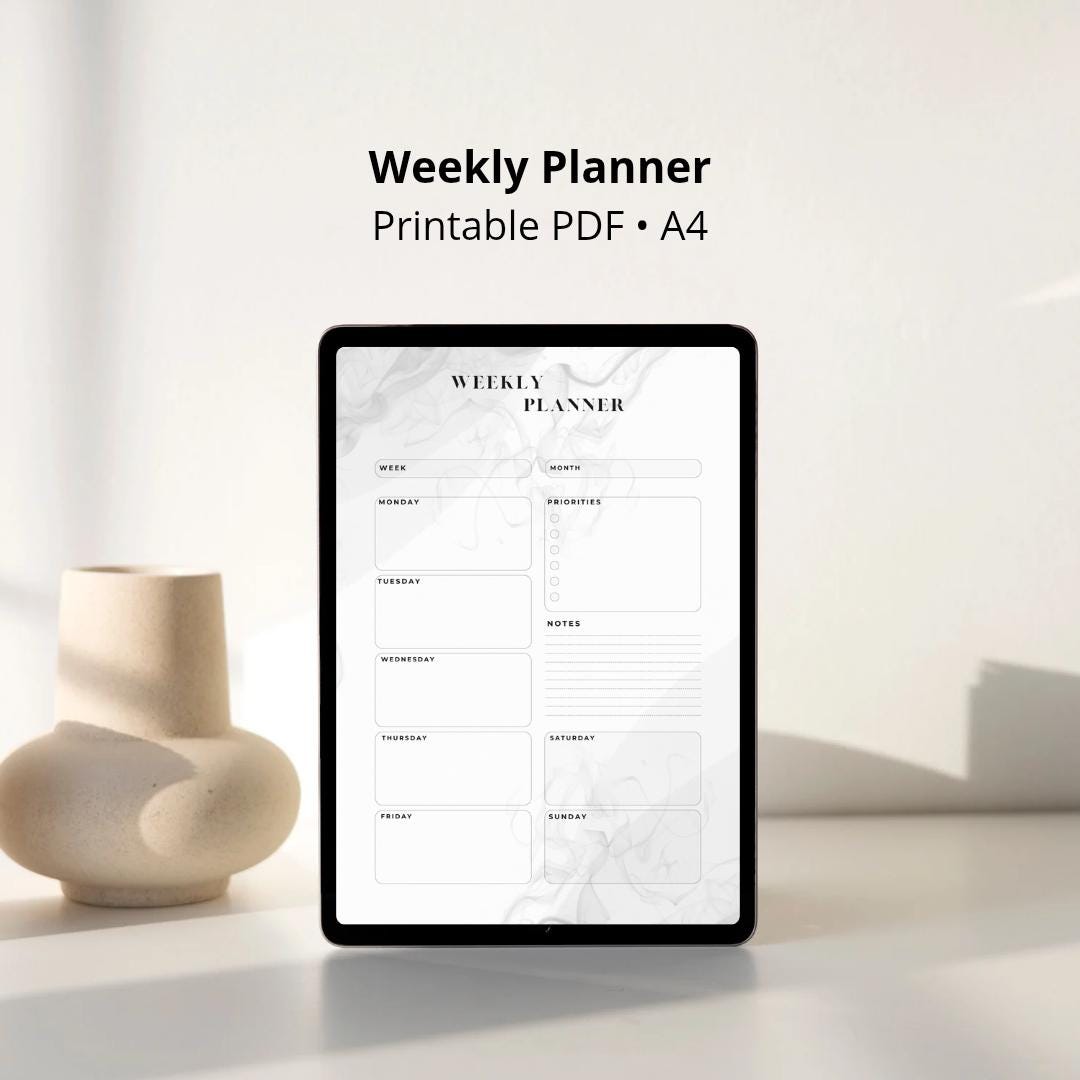 Minimalist Weekly Planner Printable | A4 PDF With Priorities Section ...