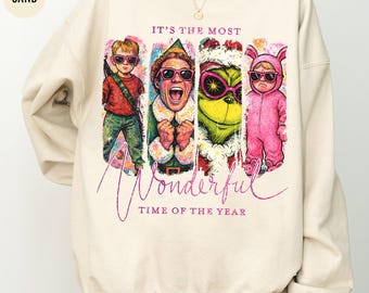 Sweat-shirt de Noël dessin animé, C'est la plus belle période de l'année, T-shirt films de Noël, T-shirt personnages de Noël, Cadeau de Noël