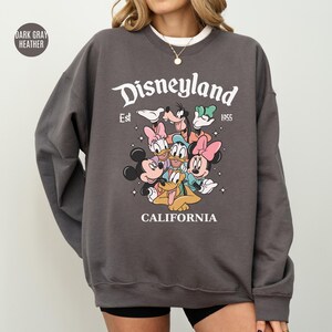 Retro Disneyland Mickey and Friends Sweatshirt, Disneyland Est 1955 Graphic Tee, Vintage Disney Vacation Shirt, Disney Characters Shirt Gift Bild 5