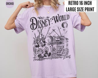 Comfort Colors® Retro Disney World T-Shirt, Vintage Mickey Minnie Graphic Tee, Magic Kingdom Pastel Disney Tee, Disney Trip Shirt for Girls