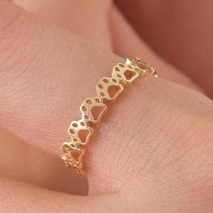 14K Solid Gold Paw Print Ring, Dog Paw Ring, Cat Paw Ring, Pet Paw Ring, Paw Print Jewelry, Pet Lover Gift