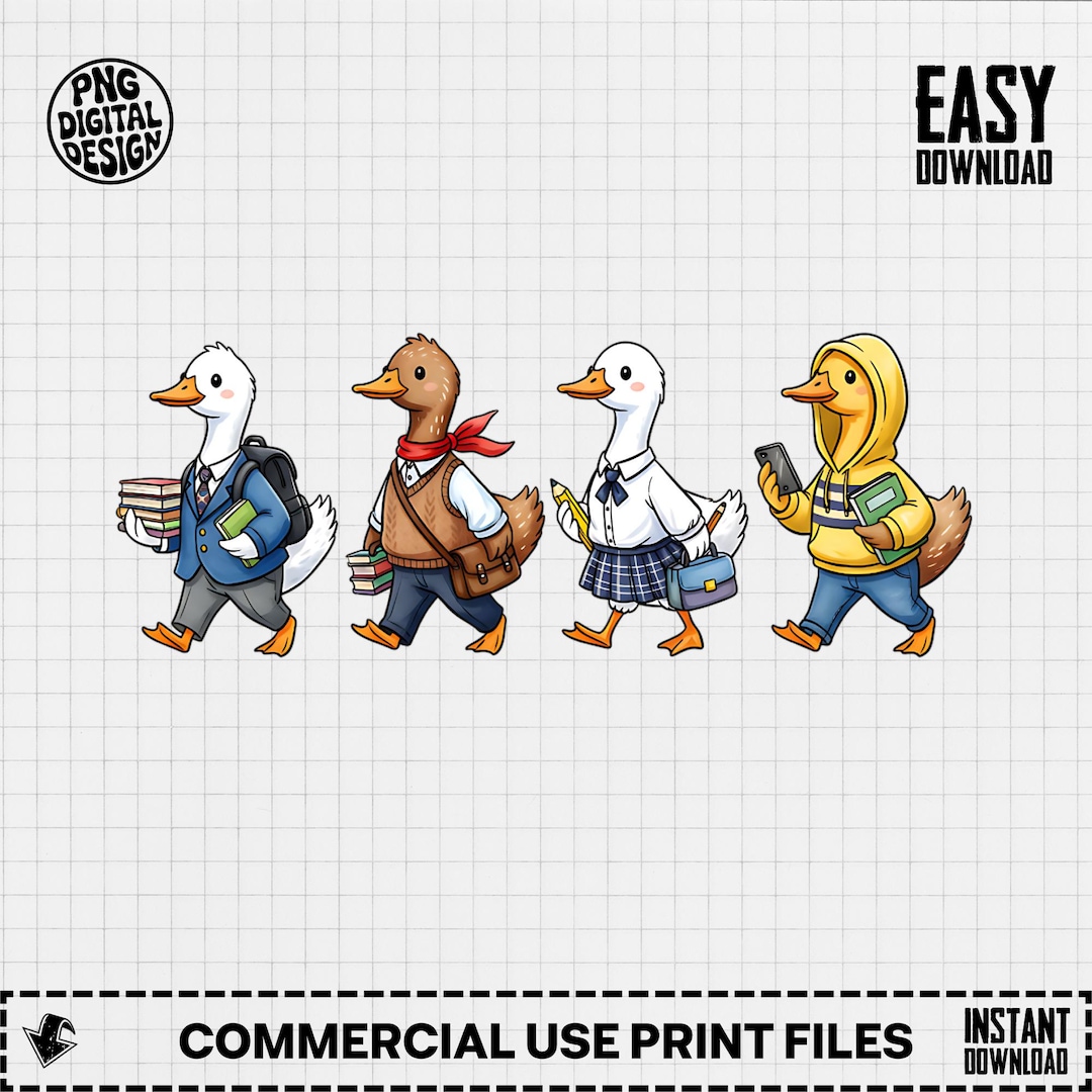 School Duck PNG, Back to School Clipart, Cute Animal Digital, Teacher ...
