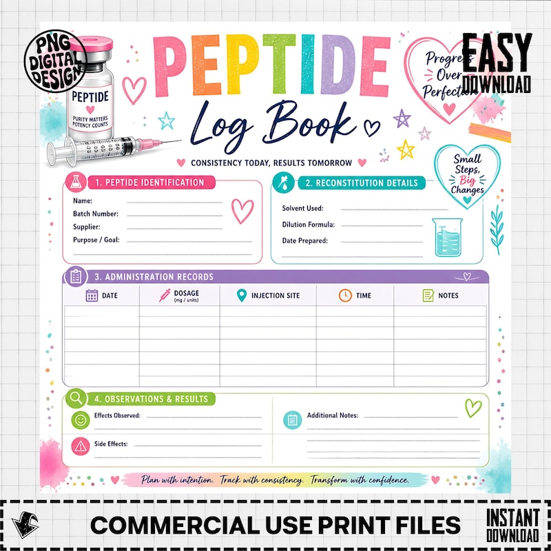 Printable Peptide Tracker - Etsy
