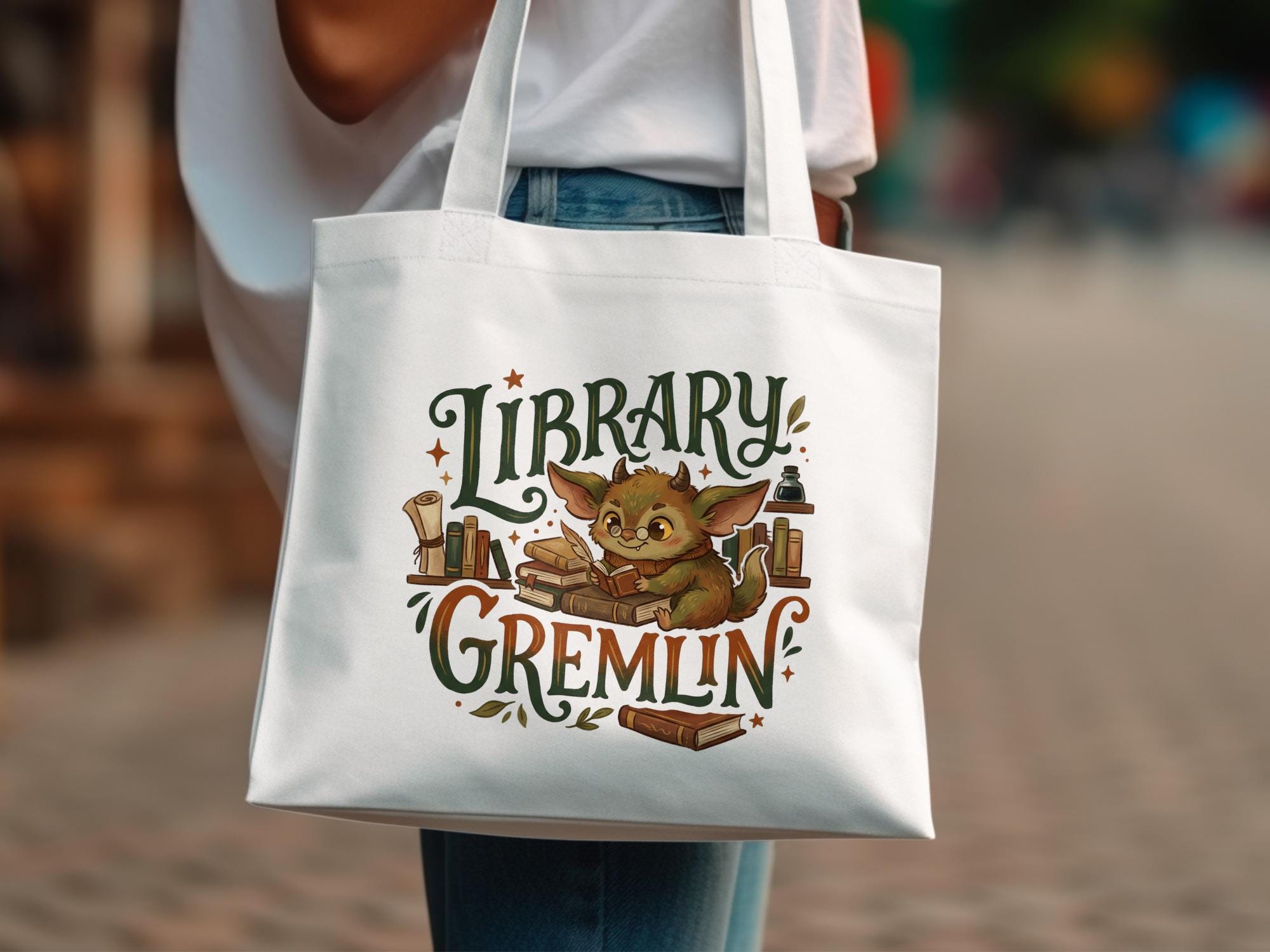 Library Gremlin PNG Digital File, Cute Book Lover Gremlin Art ...