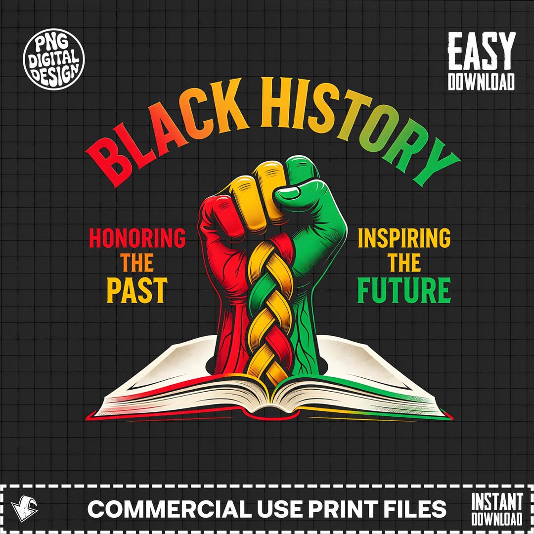 Black History Month PNG Digital File, Raised Fist, Honoring the Past ...