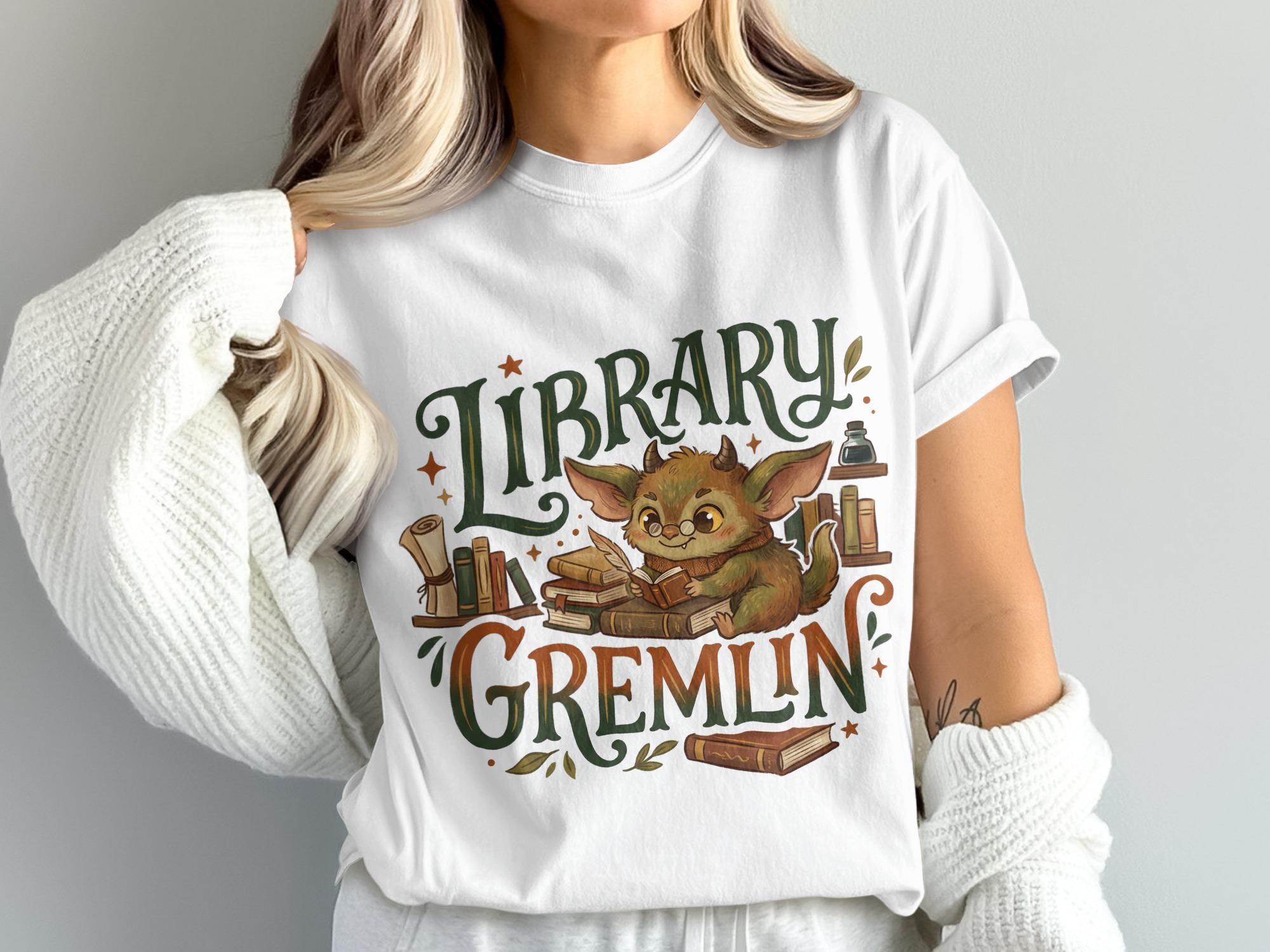 Library Gremlin PNG Digital File, Cute Book Lover Gremlin Art ...
