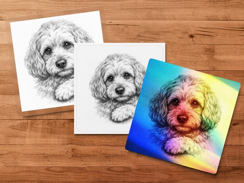 Cockapoo Pencil Drawing Digital File, Realistic Doodle Dog Art Portrait ...