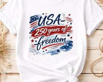 EUA 250 Anos de Liberdade PNG Design Patriótico Americano para Camiseta PNG Independência Gráfico Download Digital Sublimação