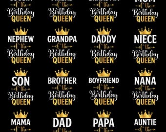 Rainha do Aniversário Engraçada - Camisetas de Aniversário Combinando com a Família, Download Digital, PNG de Sublimação, Clipart Fofo, Traje de Festa de Aniversário