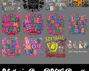 Pacote de imagens PNG para o Dia das Mães, Design divertido para mães em PNG, Gráfico floral retrô, Presente para mamães em alta, Download digital para o Dia das Mães