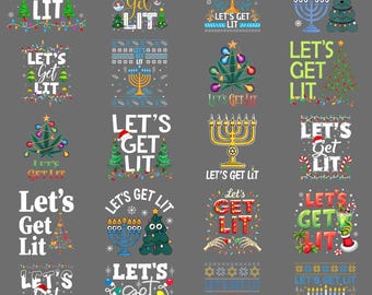 Vamos acender Hanukkah PNG, Menorá engraçada de Natal, suéter feio, clipart de feriado, download digital de sublimação