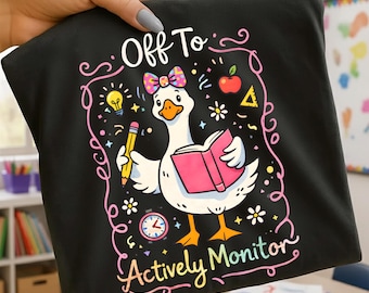 Indo monitorar ativamente um ganso engraçado, professor, escola, PNG, volta às aulas, humor, design de camiseta, PNG, download digital, gráfico