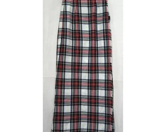 Scotland Ren Fair 100% New Wool Kilt Fringe Maxi Skirt Stewart Plaid 24 Waist
